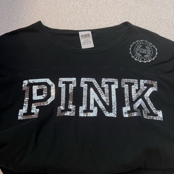 Victoria’s Secret Pink Black Sequined 3/4 Length Top - Picture 7 of 11